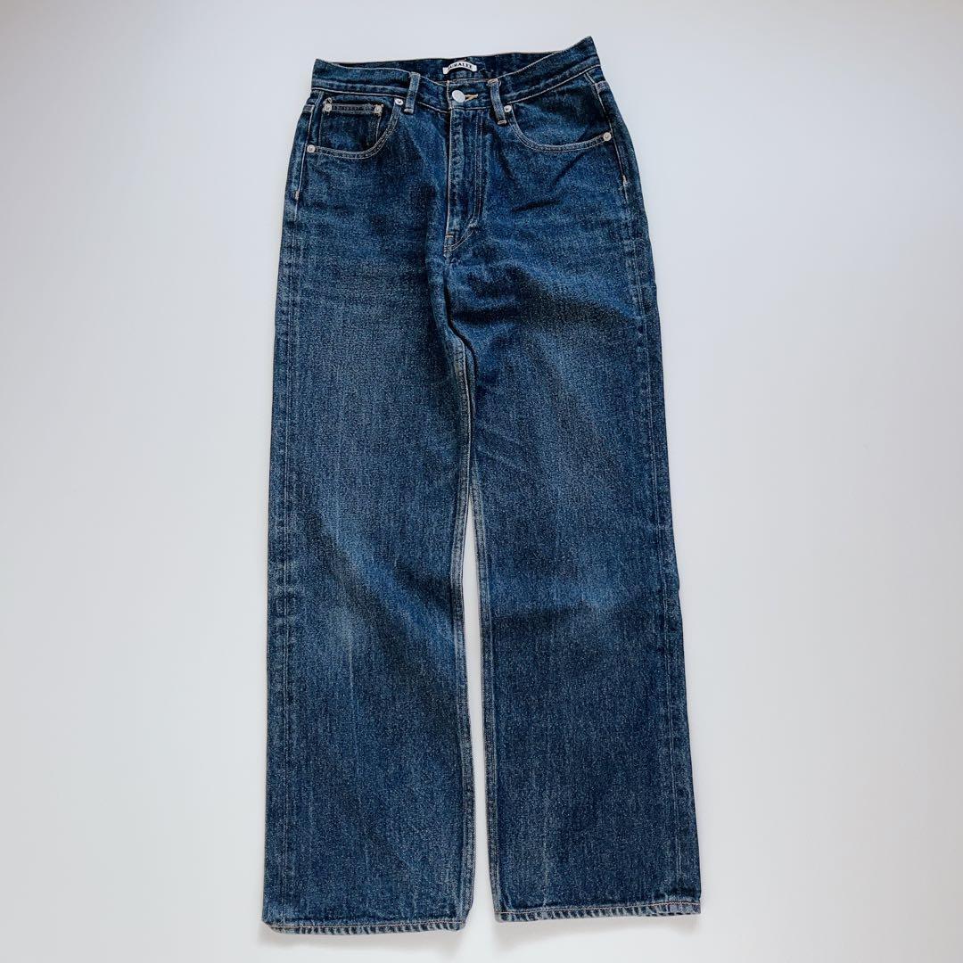 美品＊オーラリー　ハードツイストデニム5Pパンツ　27　濃紺　日本製
