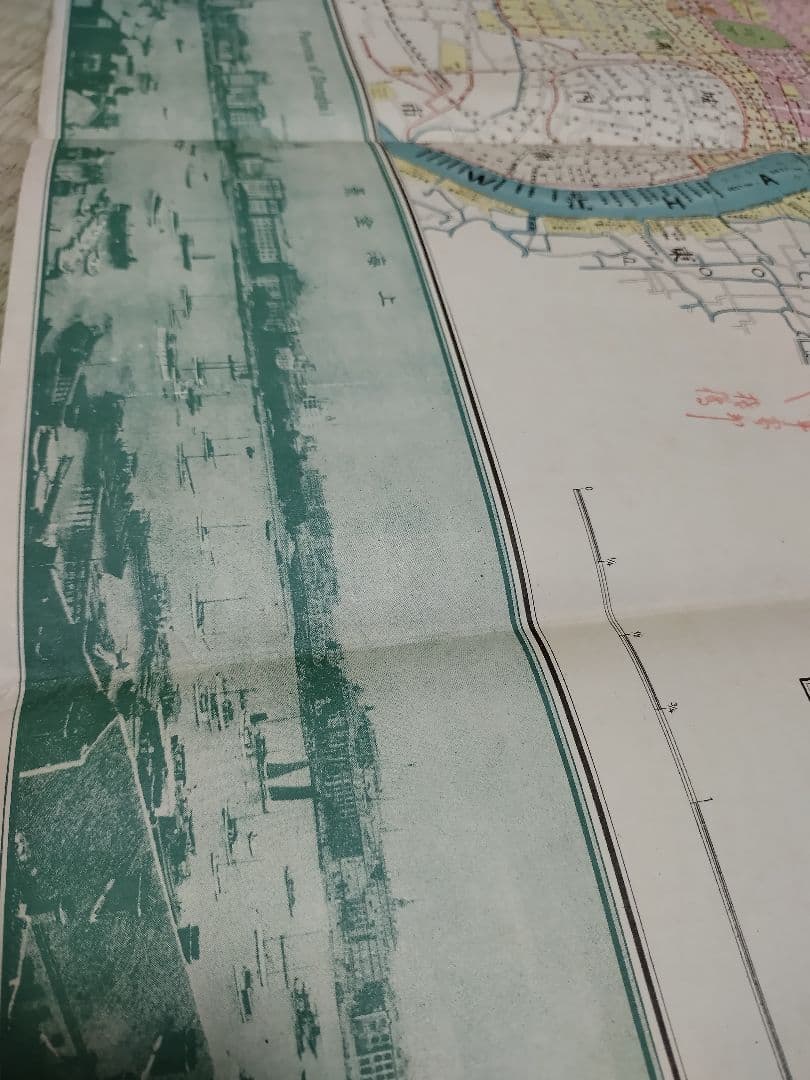 上海新地図。昭和7年上海日本堂書店発行。希少品レトロ。状態良 し