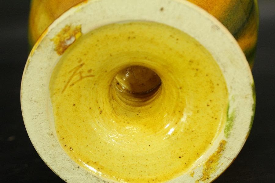 三彩 飾瓶 加藤庄造作 共箱 未使用(ZE357)