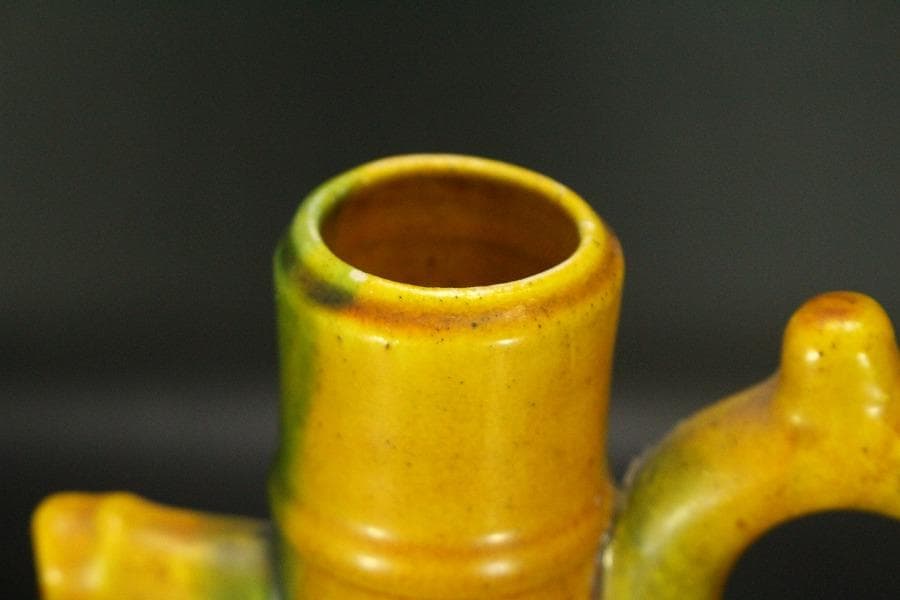 三彩 飾瓶 加藤庄造作 共箱 未使用(ZE357)