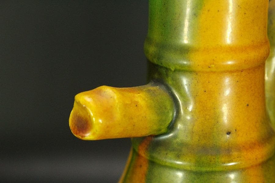 三彩 飾瓶 加藤庄造作 共箱 未使用(ZE357)