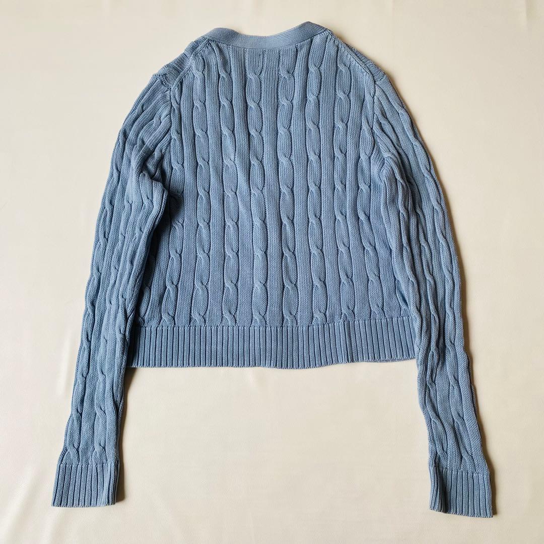 【美品】ポロラルフローレン　ケーブルニット カーディガン　ロゴ刺繍　QRコード