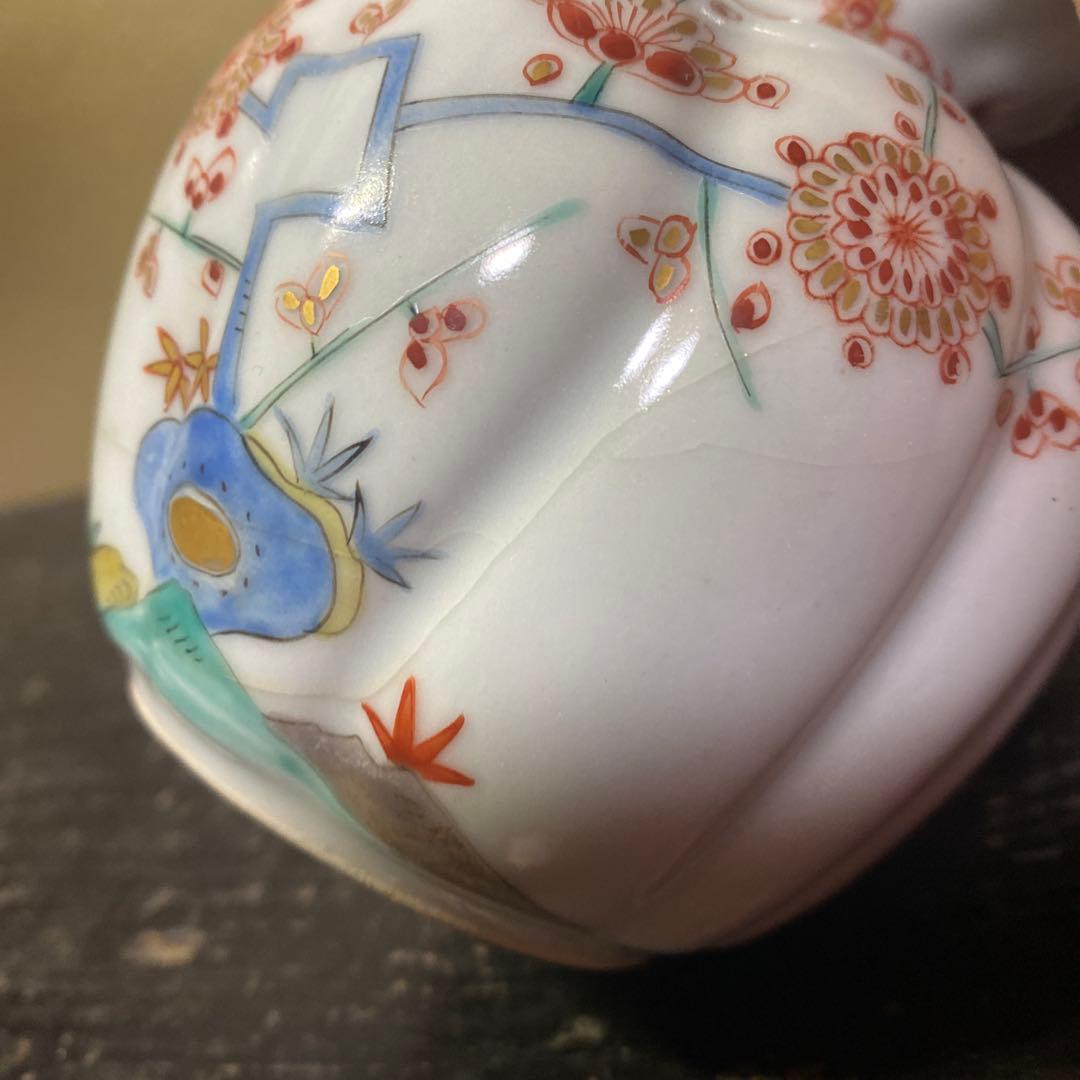 花柄の二重ひょうたん型陶器花瓶