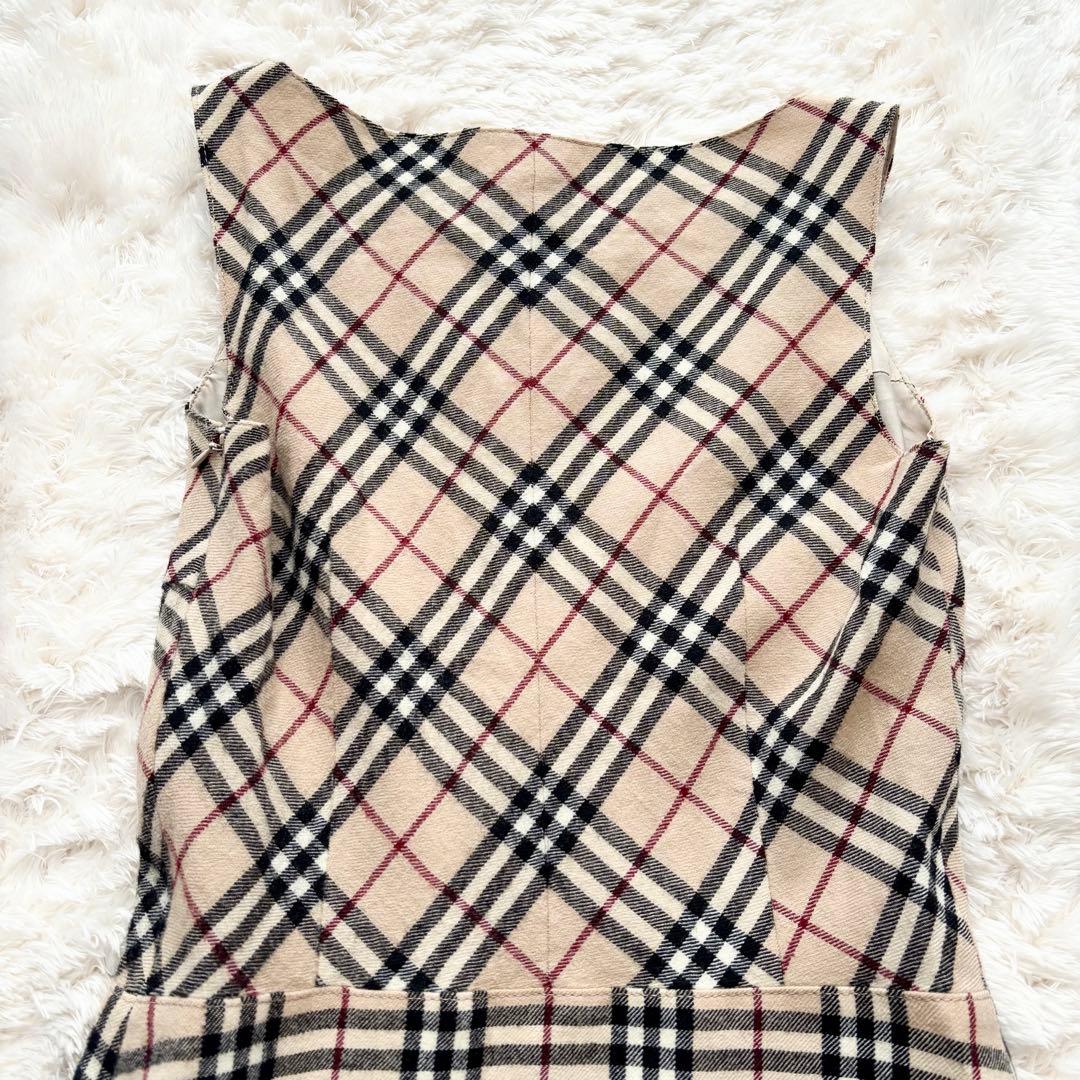 美品 バーバリーブルーレーベル ノバチェック プリーツワンピース ホースロゴ刺繍