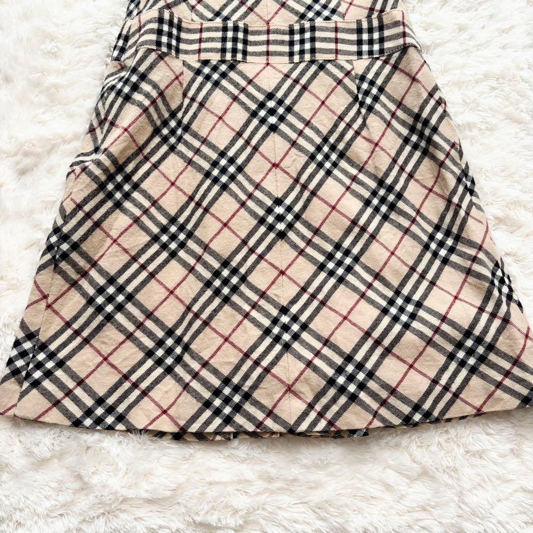 美品 バーバリーブルーレーベル ノバチェック プリーツワンピース ホースロゴ刺繍