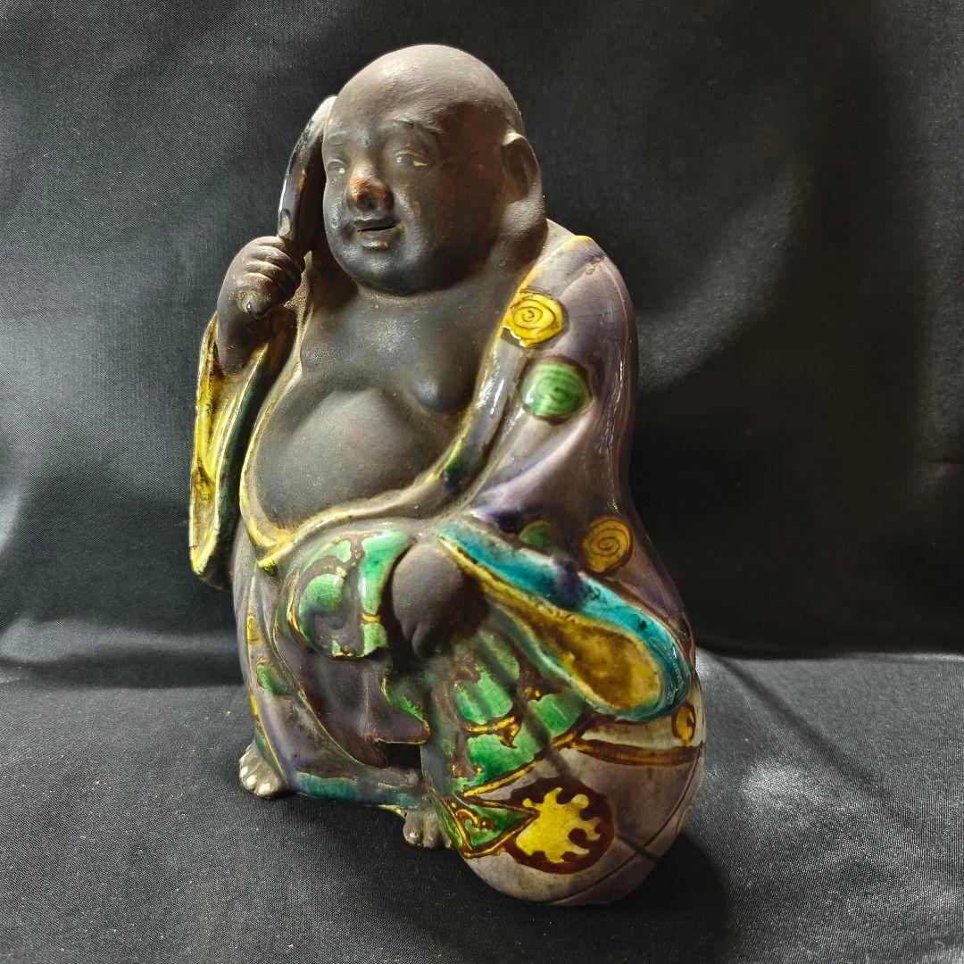古九谷 布袋様 在銘 作家物 江戸骨董 陶芸品 コレクター放出美品置物 古美術