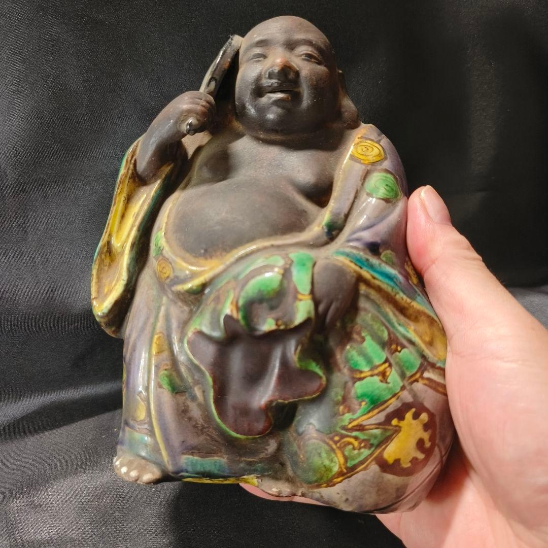 古九谷 布袋様 在銘 作家物 江戸骨董 陶芸品 コレクター放出美品置物 古美術