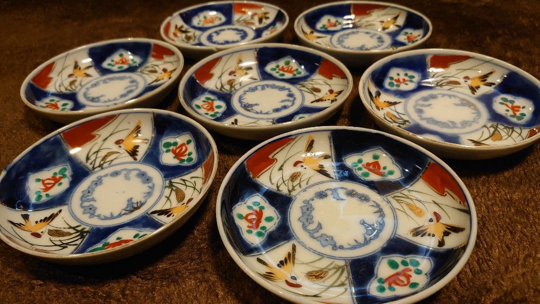 古伊万里　伊万里　色絵　金襴手　豆皿　菓子皿　蔵出し　茶道具　７客
