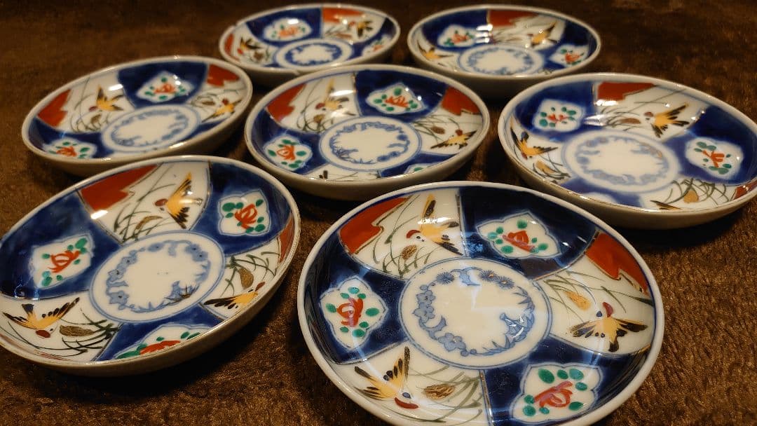 古伊万里　伊万里　色絵　金襴手　豆皿　菓子皿　蔵出し　茶道具　７客