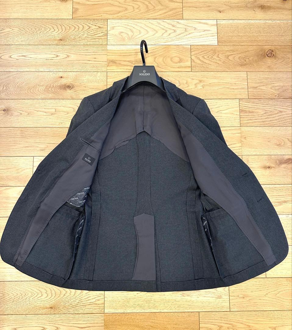 【美品】SOLIDO セットアップ　ジャケット・スラックスセット　ダークグレー