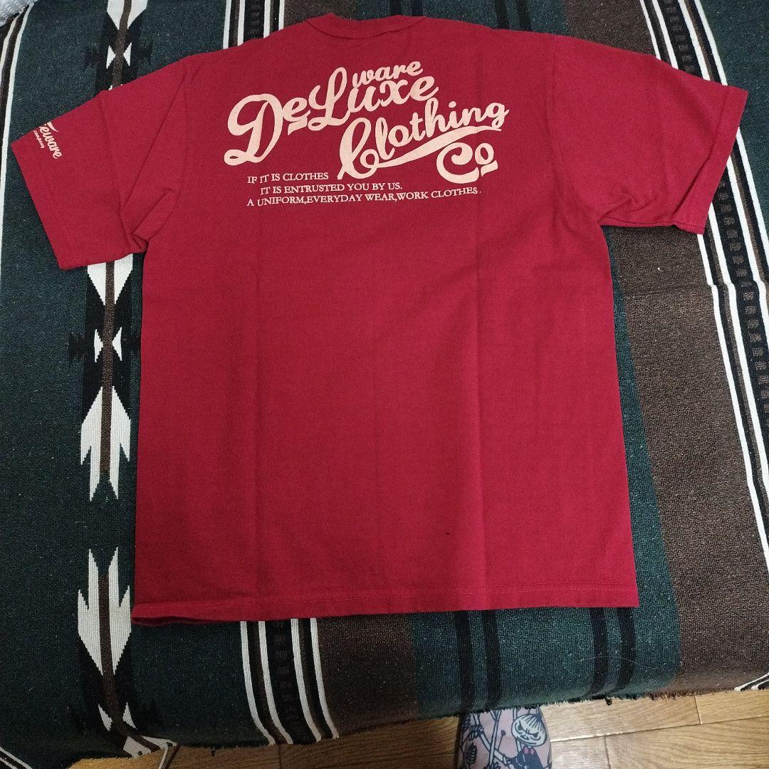 新品Deluxe WEAR　半袖.バーガンディ Tシャツ