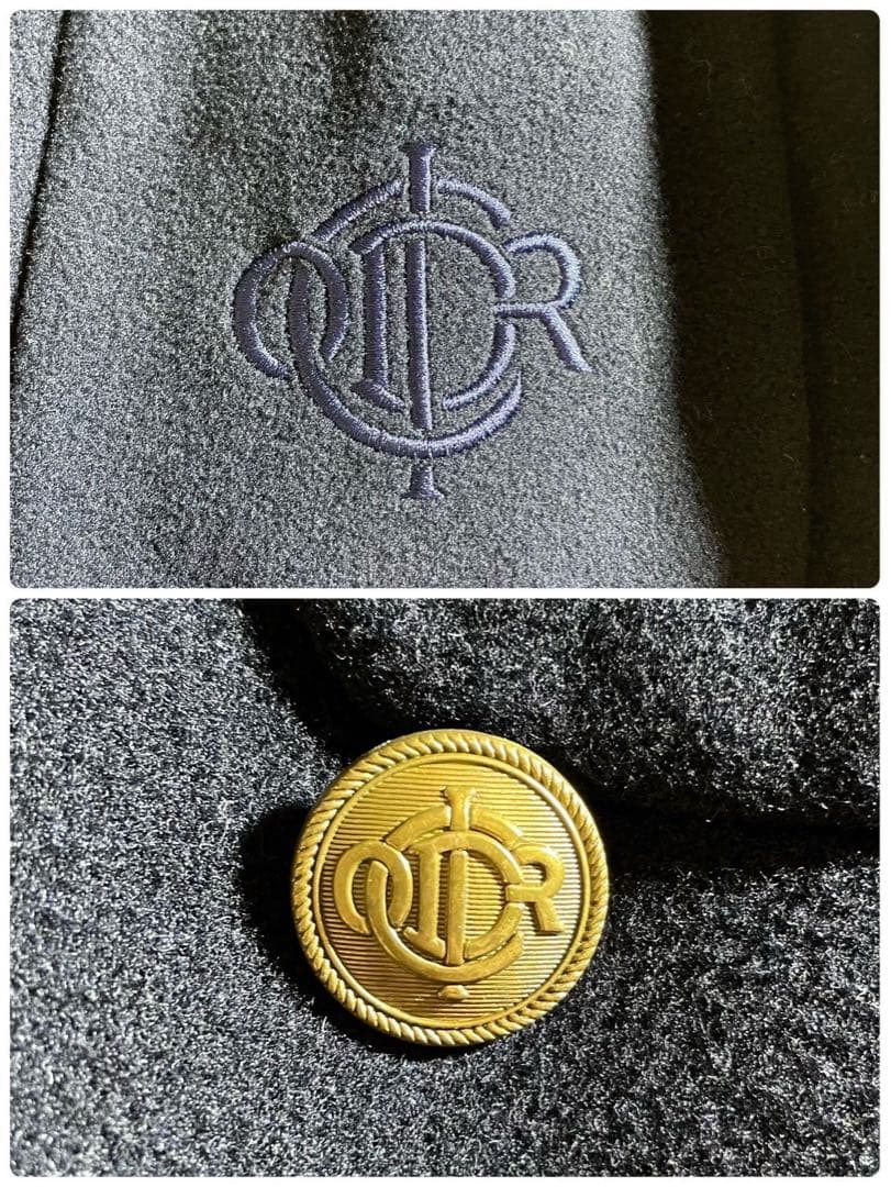 ディオール　テーラードジャケット　ダブルブレスト　金ボタン　ロゴ刺繍　カシミヤ混
