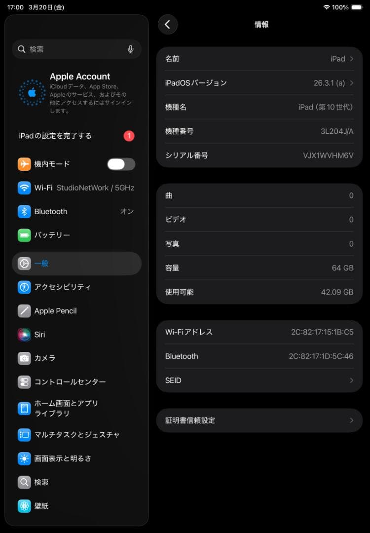 Apple iPad 第10世代 64GB ブルー（3L204J/A）