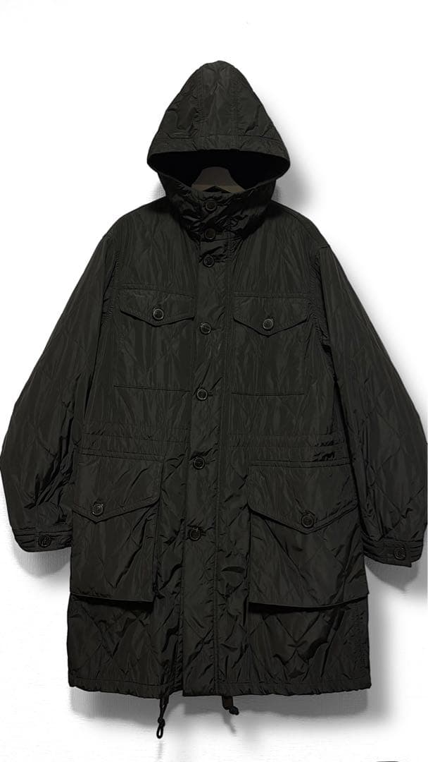 美品/dries van noten/キルティングミリタリーフードコート/黒