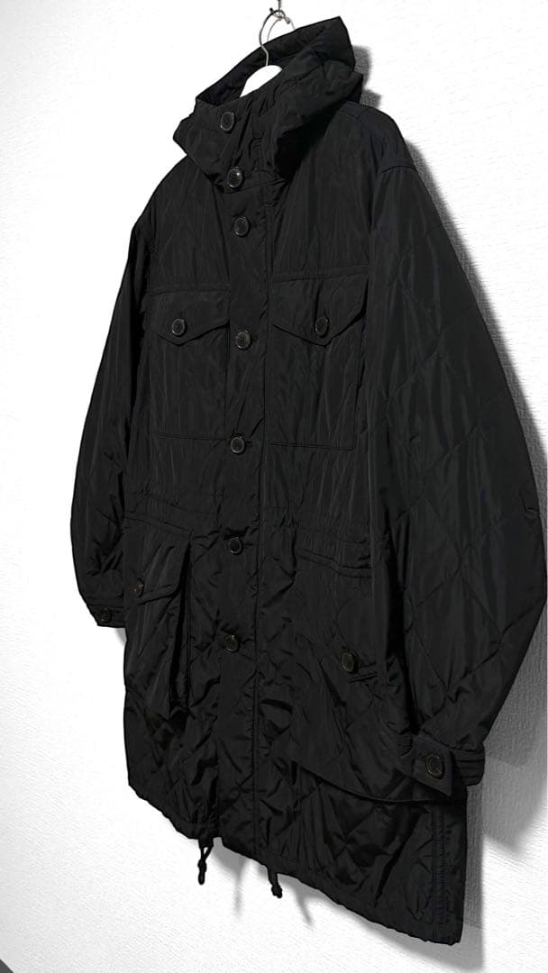 美品/dries van noten/キルティングミリタリーフードコート/黒