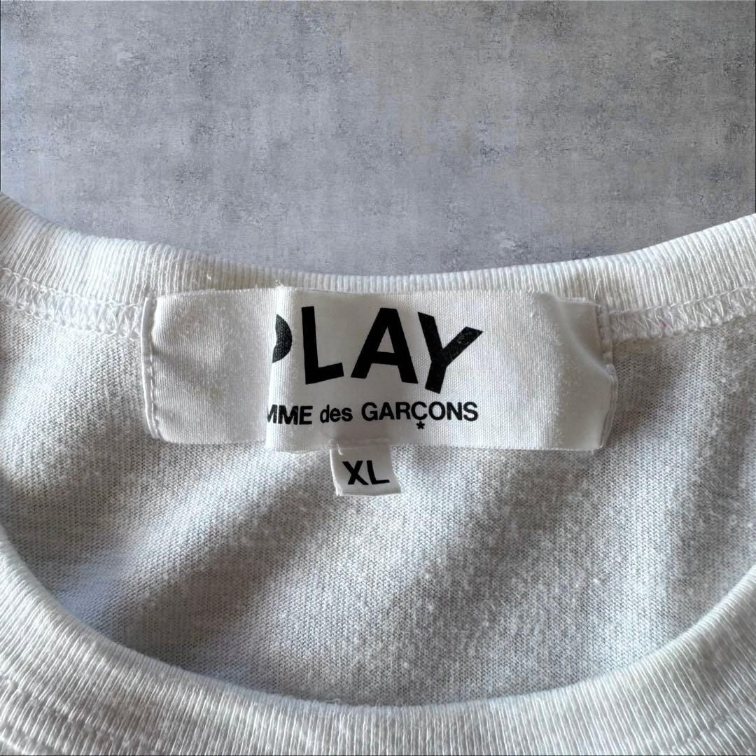 コムデギャルソン PLAY Tシャツ XL 白 ビッグハートラインストーンロゴ