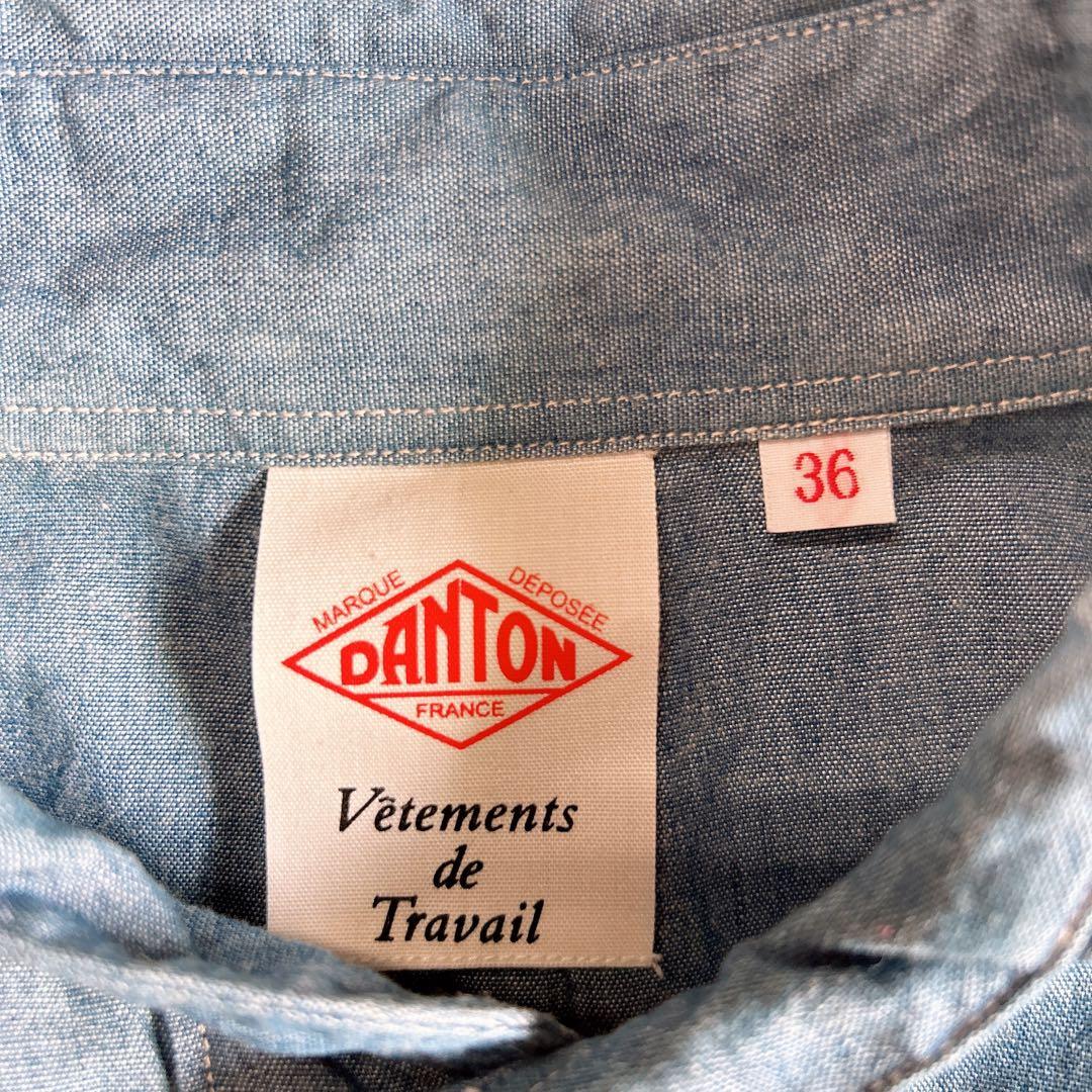 DANTON ダントン シャツワンピース 半袖 シャンブレー 36