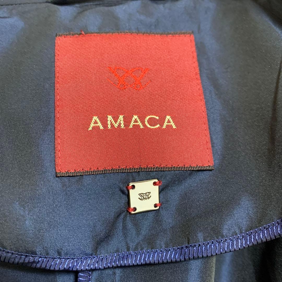 【AMACA】アマカ　フード付き　薄手　ジャケット　コート　ネイビー