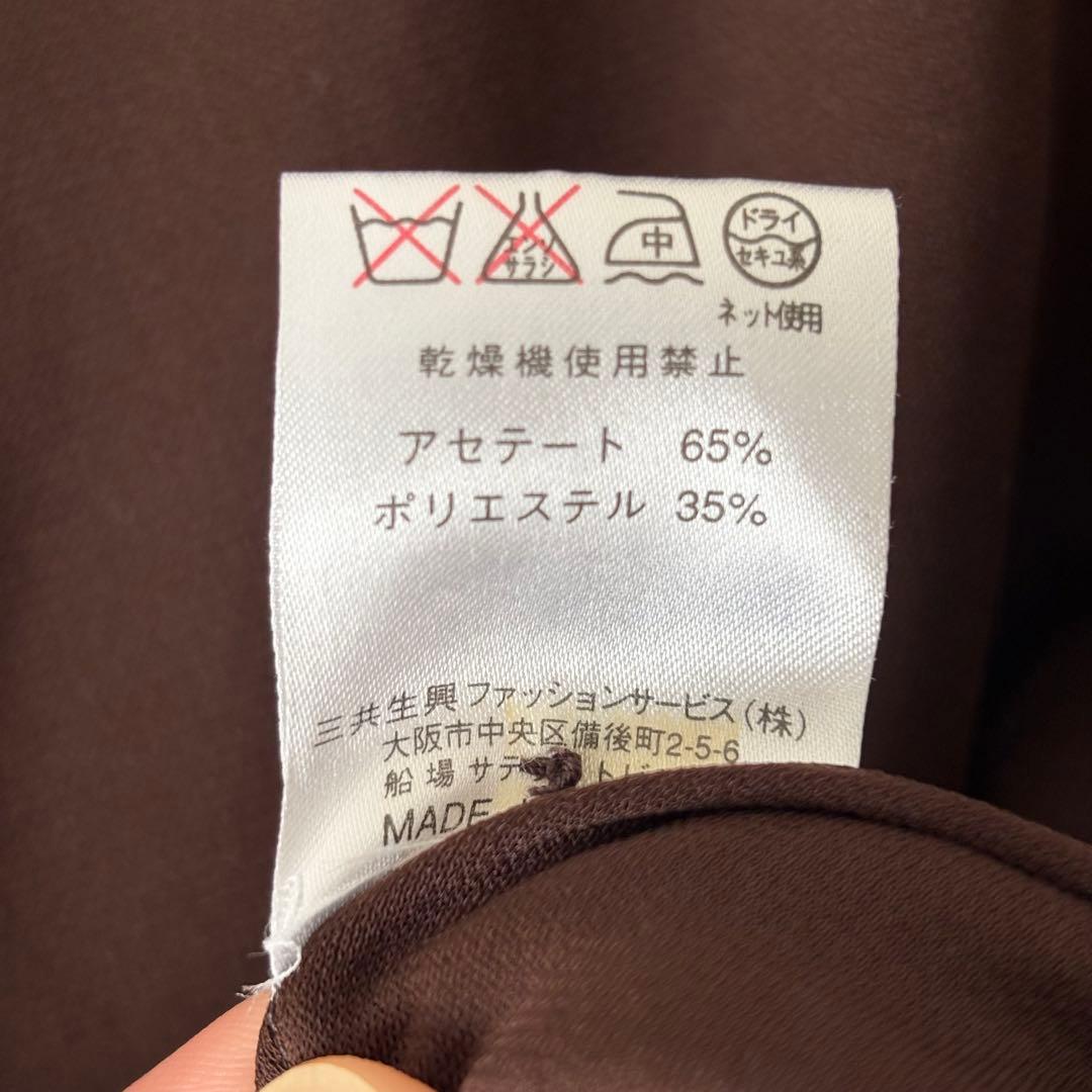 【カンカン素材】レオナール 　カーディガン　ブラウン　金ボタン