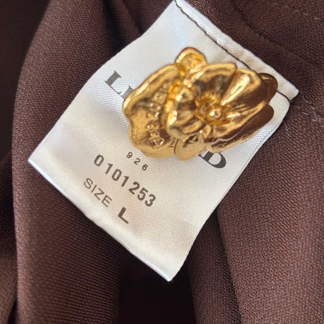【カンカン素材】レオナール 　カーディガン　ブラウン　金ボタン
