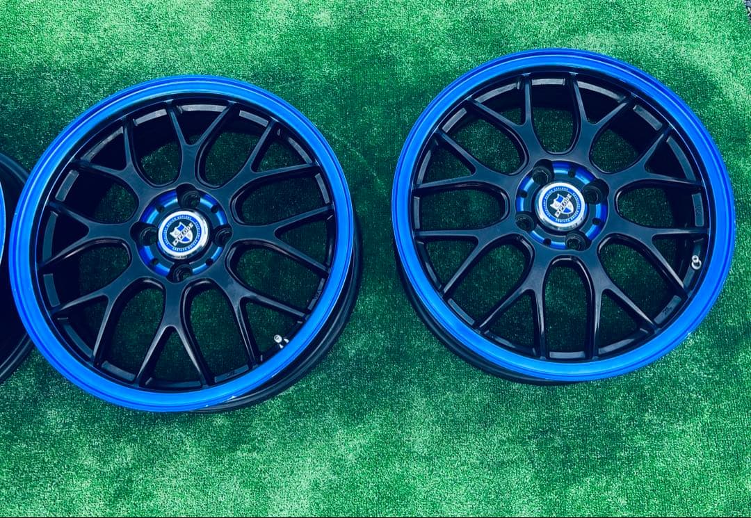 16x6Jインチ ブラック/ブルー ホイール 4本セット