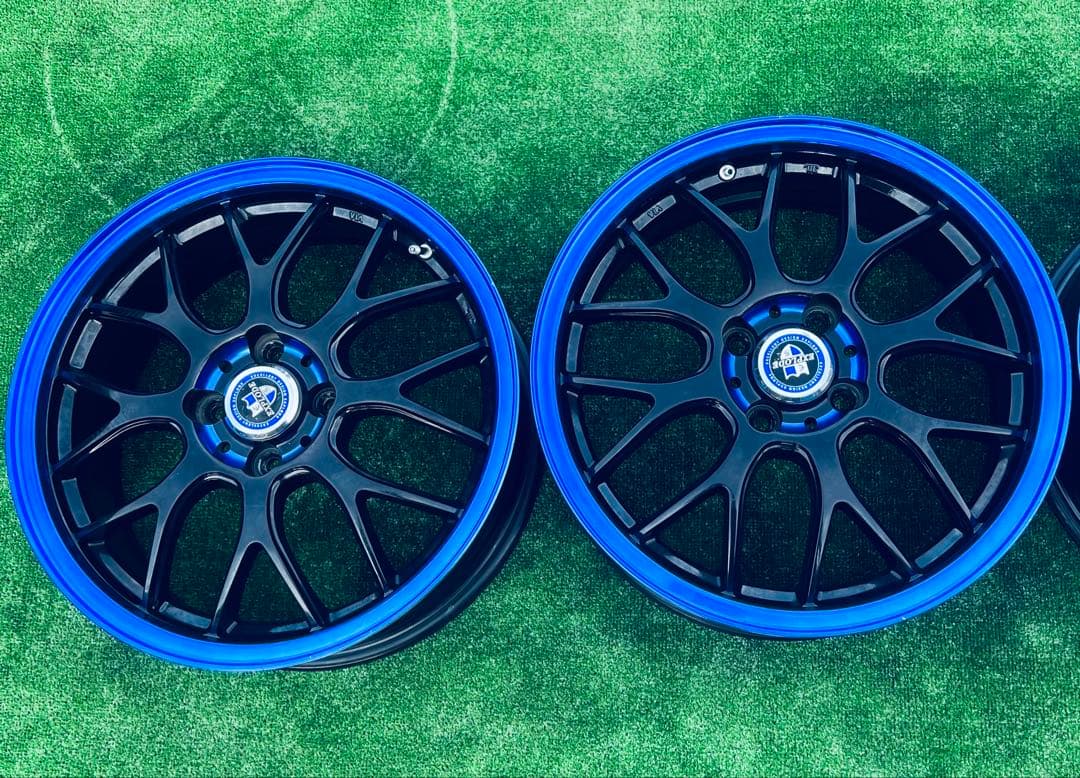 16x6Jインチ ブラック/ブルー ホイール 4本セット