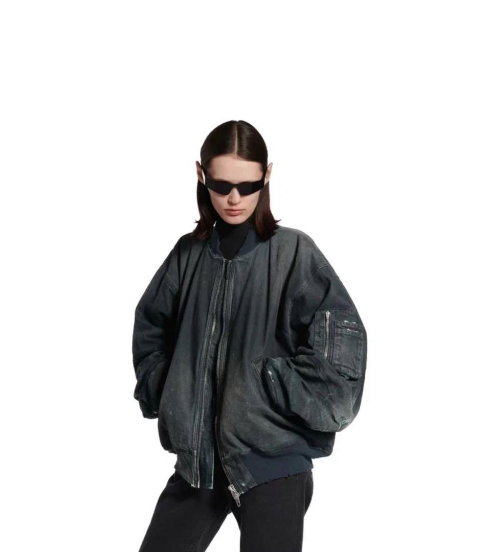 BALENCIAGA denim bomber jacket サイズxs