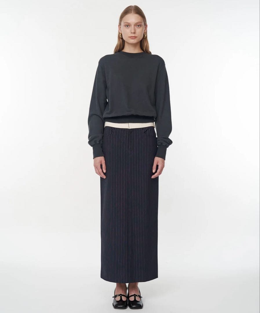 美品　Gajess Taylor Pencil Skirtネイビーストライプ36