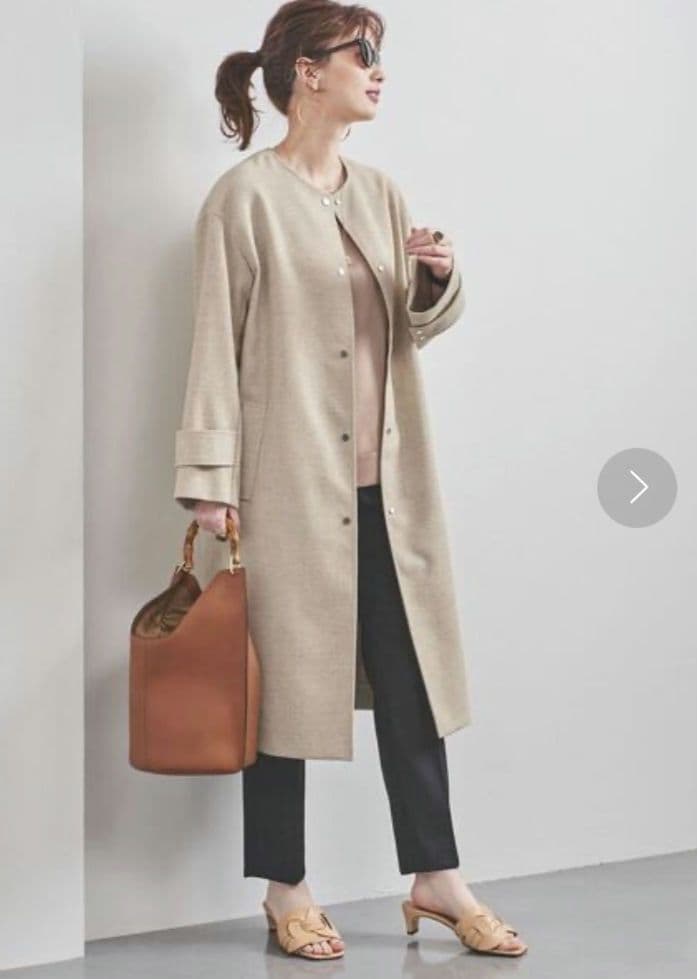 美品 UNITED ARROWS フェイクリネンノーカラーコート49,500円