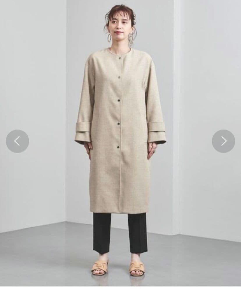 美品 UNITED ARROWS フェイクリネンノーカラーコート49,500円