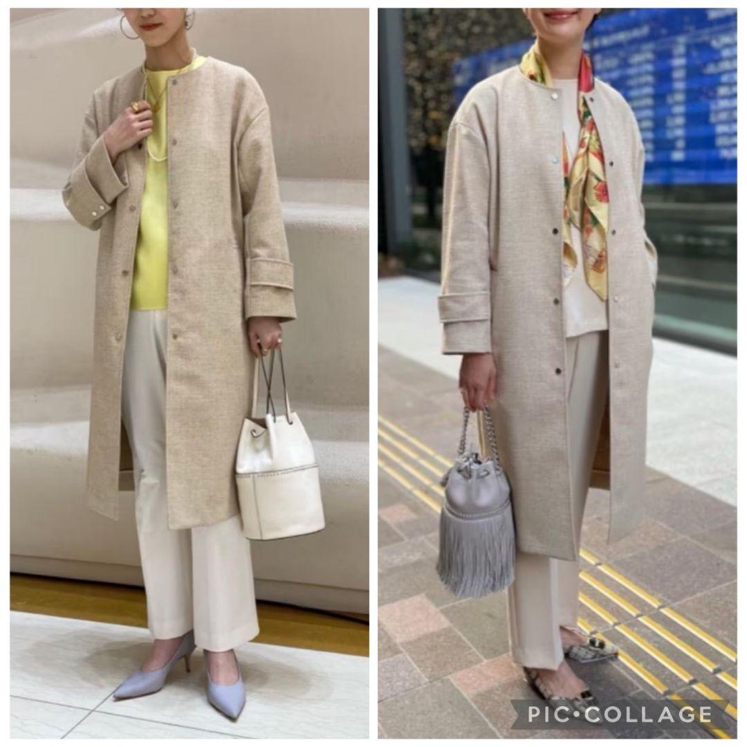 美品 UNITED ARROWS フェイクリネンノーカラーコート49,500円