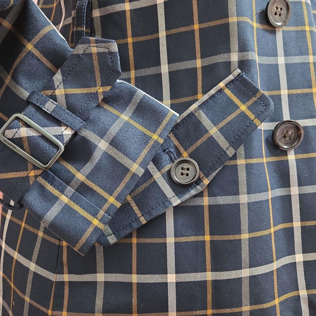 新品・未使用★COACHチェック柄トレンチコート　XS/M　ミディアム丈ベルト付
