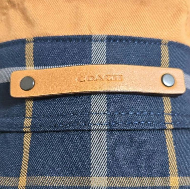新品・未使用★COACHチェック柄トレンチコート　XS/M　ミディアム丈ベルト付