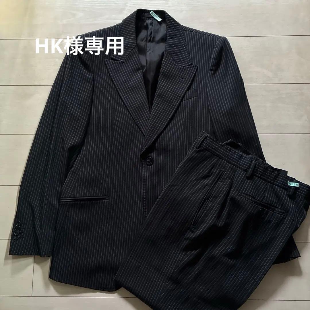 EMPORIO ARMANIブラックストライプ ダブルブレストスーツ 50
