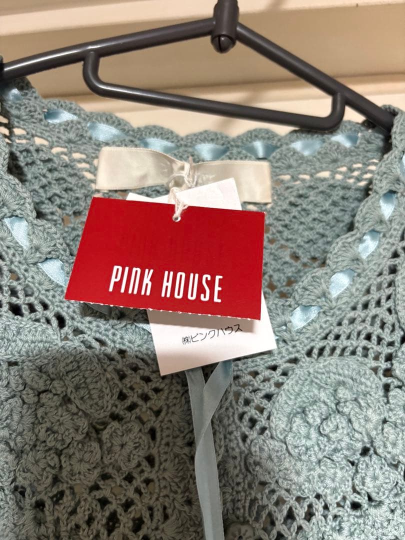【PINK HOUSE】 グレー 半袖カーディガン