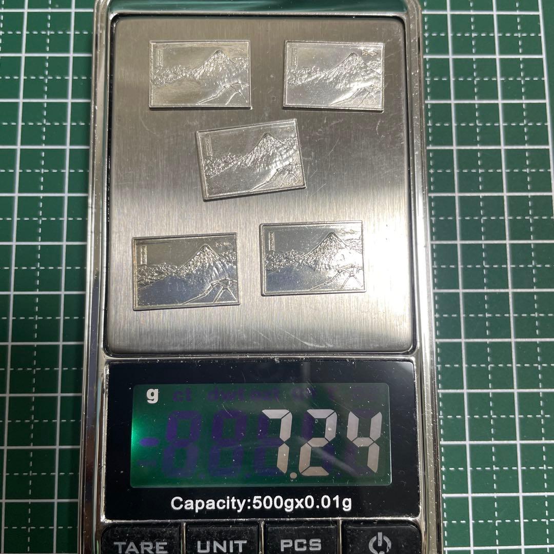 純銀 レリーフ ミニ 富士山彫刻プレート 7.24g 5枚セット ホールマーク有
