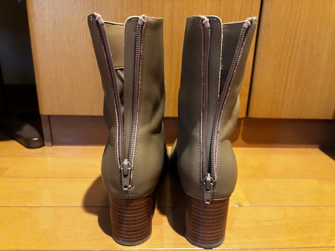SLOBE IENA スクエアトゥショートブーツ ベージュ 25.0