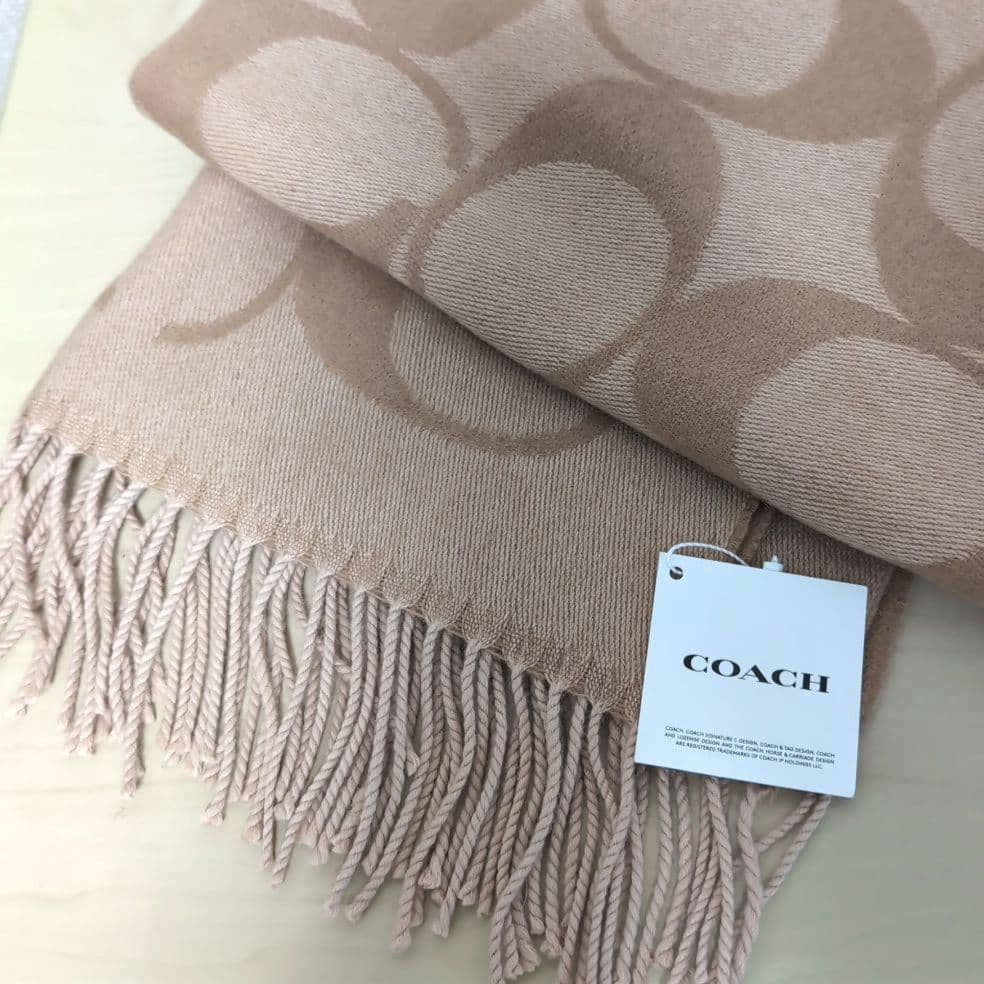 新品 COACH コーチ マフラー シグネチャー ウール オーバーサイズ