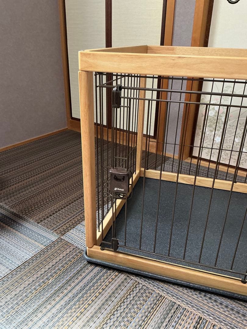 リッチェル　木製ペットサークル　90-60サイズ と犬猫用蓋付きフードボウル付き