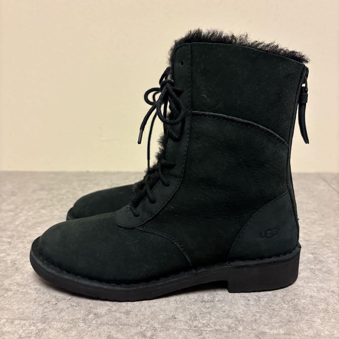 極美品✨️ 希少モデル UGG レースアップ ムートンブーツ ブラック 22.5