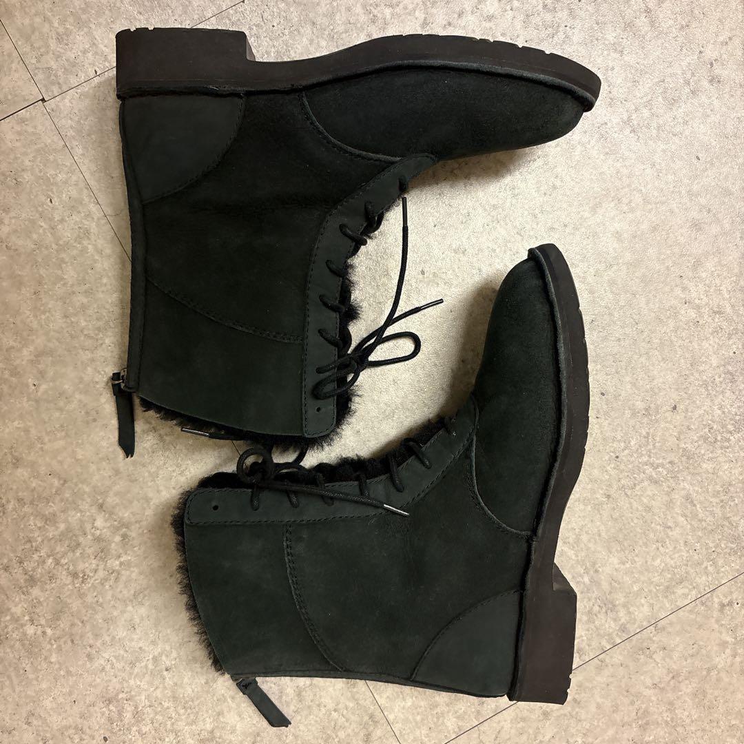 極美品✨️ 希少モデル UGG レースアップ ムートンブーツ ブラック 22.5