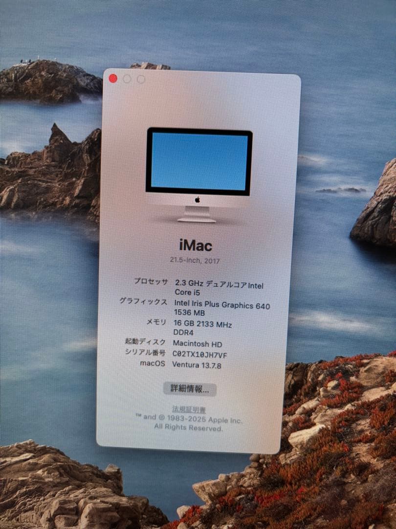 Apple iMac 2017 21.5インチ 16GB Core i5 1TB