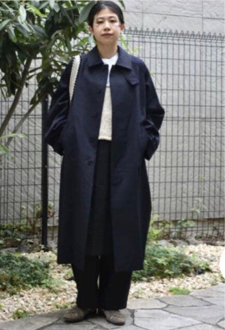 新品タグ付き　かぐれ　ウーステッドウールコート　NAVY