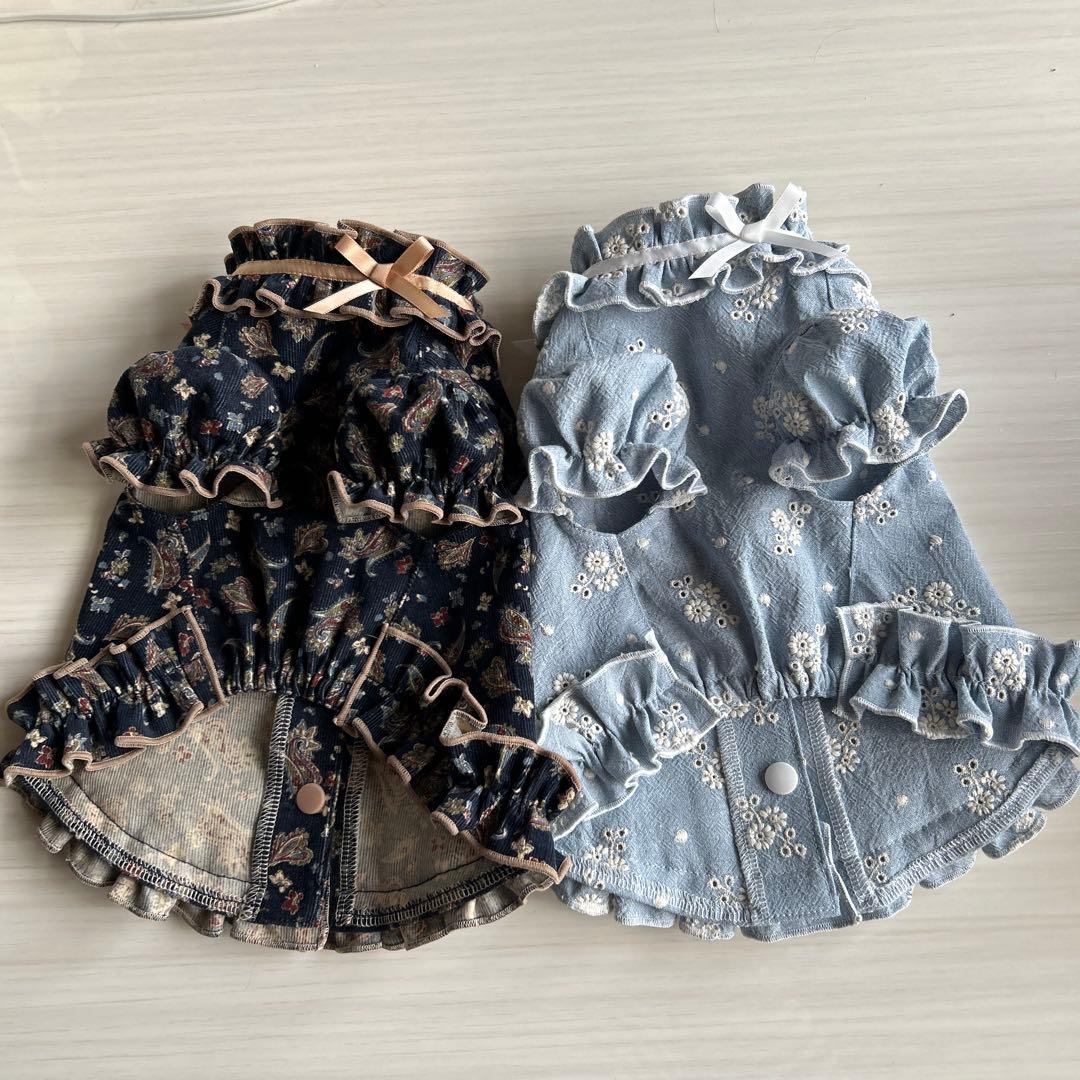 No.535•536 犬服ハンドメイド　バックオープンワンピース2着