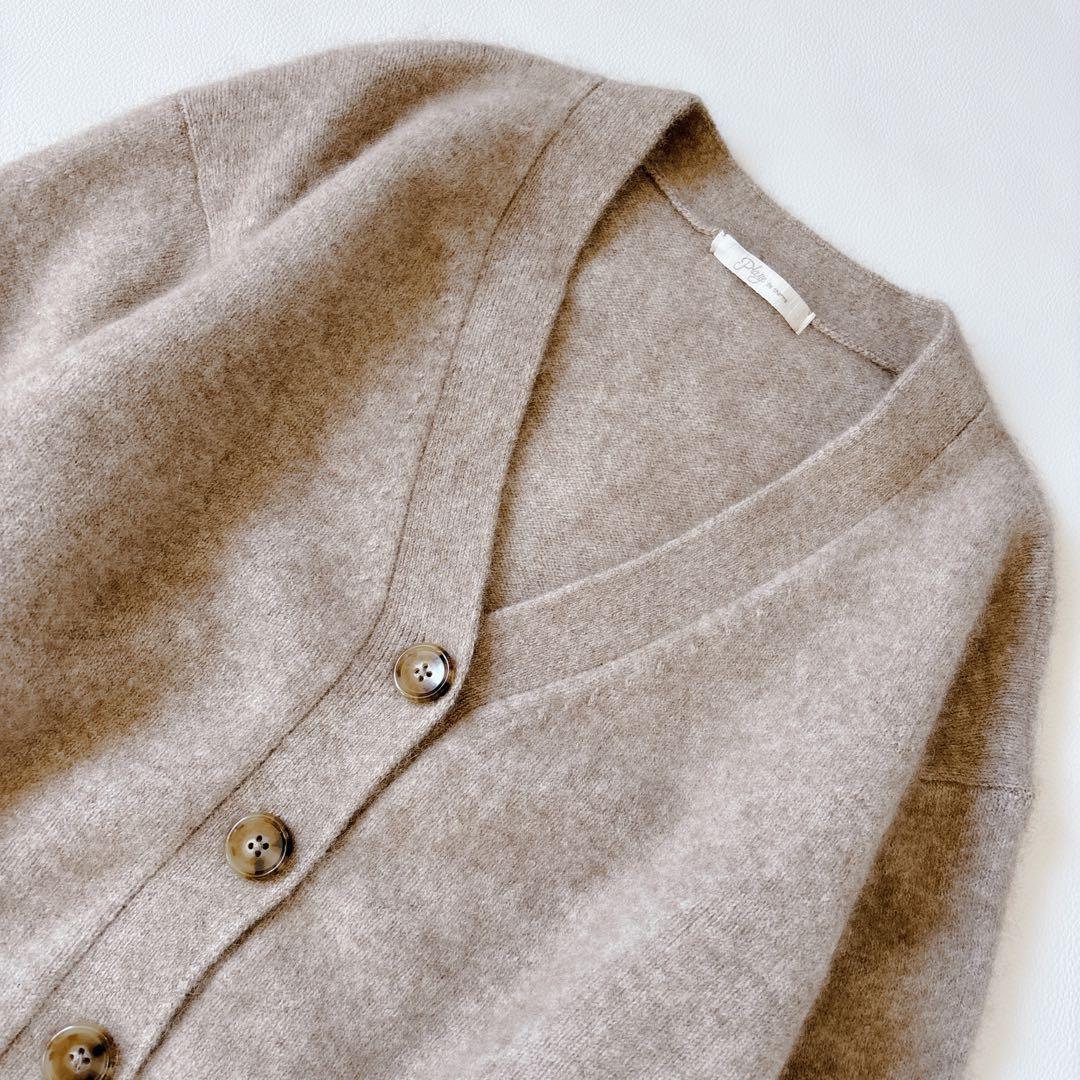 未使用級♡プラージュ ふわふわ ウールカシミヤ　Furニットカーディガン リブ
