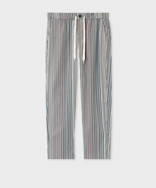 新品【ポールスミス】春夏モデル シグネチャーストライプ ロングパンツ LL