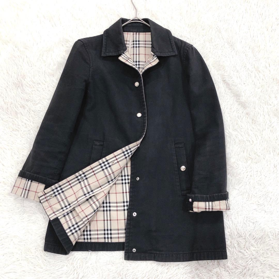 【極美品】バーバリーブルーレーベル ノバチェック スプリングコート 黒 38 M