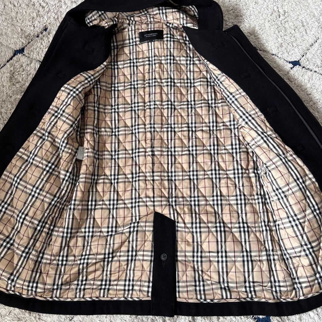 【美品✨】バーバリーブラックレーベル　ダッフルコート　刺繍　ウール　チェック　Ｌ