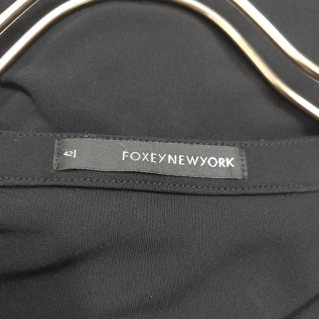 FOXEY フォクシー 42 L カーディガン ショート ブラウス 黒 半袖