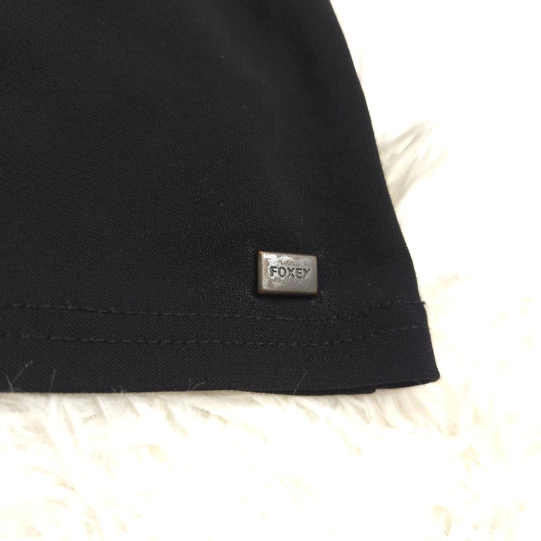FOXEY フォクシー 42 L カーディガン ショート ブラウス 黒 半袖